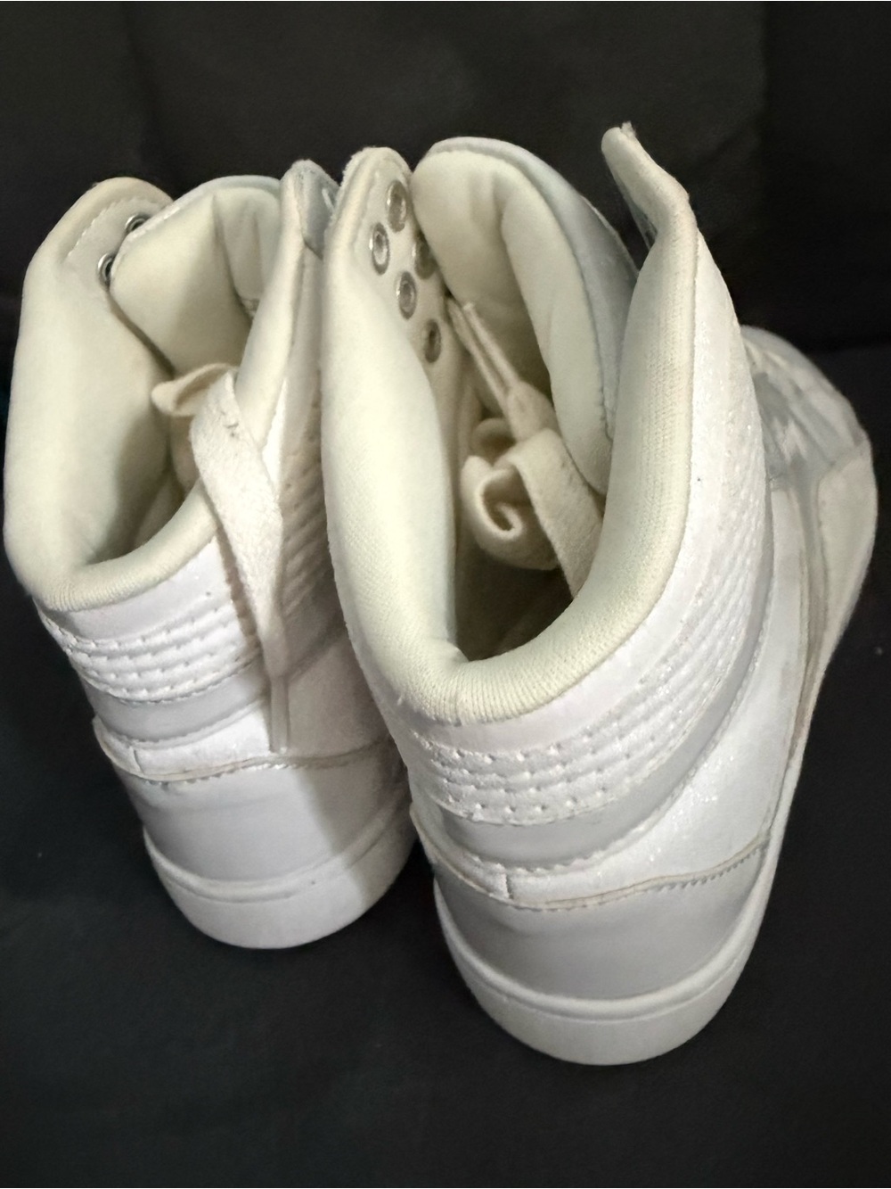 White High-Top Lace-Up Sneakers ⭐️Like New / solid white cheer shoes - Picture 2 of 9